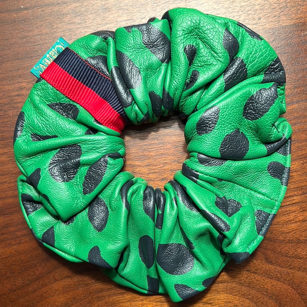 Clare V green leather scrunchie